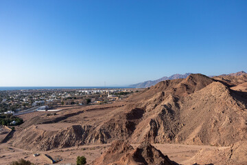 Overlooking the Coastal City of Dahab and the Red Sea from the Hills