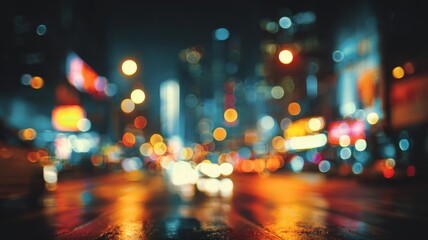 Abstract business background with bokeh city lights, defocused urban nightscape, and soft shadow effects in vintage retro tones for corporate presentations and professional design projects