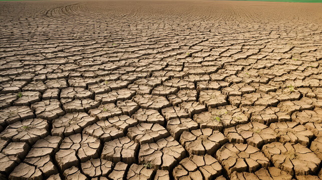parched soil in a blooming field