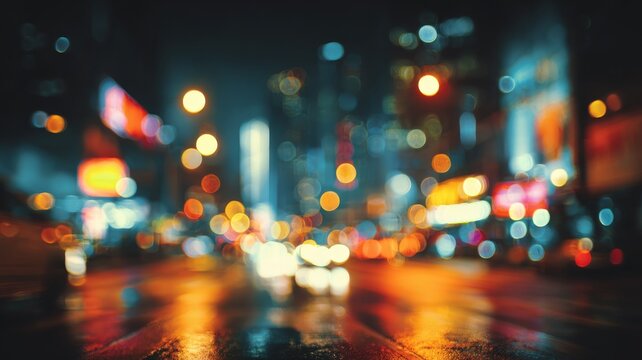 Abstract business background with bokeh city lights, defocused urban nightscape, and soft shadow effects in vintage retro tones for corporate presentations and professional design projects