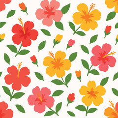 Fototapeta premium Vibrant Hibiscus Flower Pattern Design.