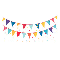 Obraz premium Confetti and bunting flags illustration colorful celebration vector