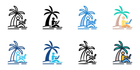 Obraz premium Digital nomads icon set multiple style collection 