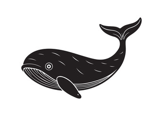 Whale Silhouette Vector Icon Illustration of Marine Animal.