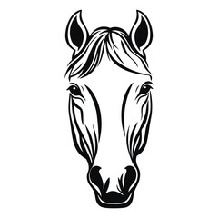 Obraz premium Horse face linear illustration animal black vector
