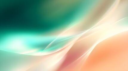 Obraz premium Elegant Abstract Background with Flowing Teal, Peach, and Cream Light Waves