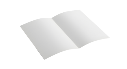 Open blank book with crisp white pages ready for content angled view.