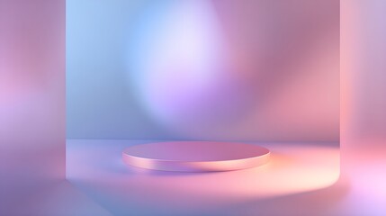 Holographic Iridescent Pink Blue Purple Gradient Studio Podium for Product Display