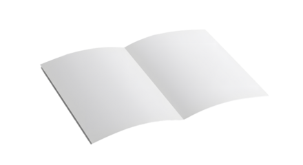 Open blank book with smooth white pages ready for content.