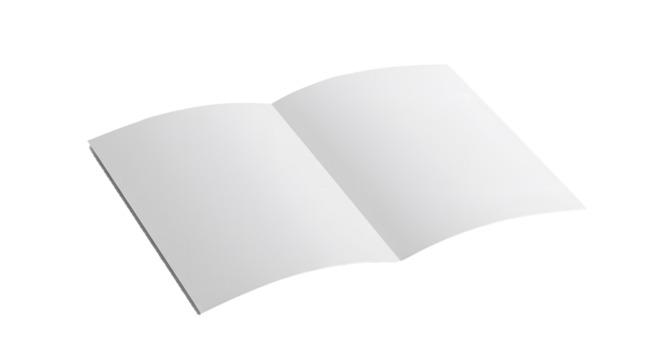Open blank book with smooth white pages ready for content.