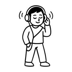 Cartoon enjoying music illustration vector