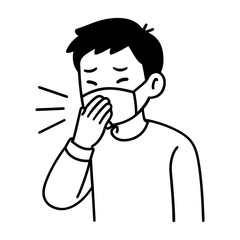 Sneezing person wearing mask illustration vector