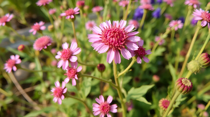 Obraz premium pink fleabane flowers