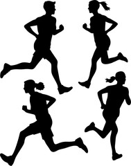Fitness freaks ,male and female runner showing Jogging ,healt consciousness silhouette 
