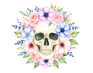 Fototapeta premium skull with flowers