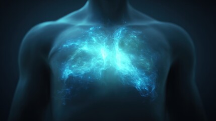 Visual Representation of Lungs Glowing With Energy Showcasing the Human Bodys Respiratory System in an Artistic Manner