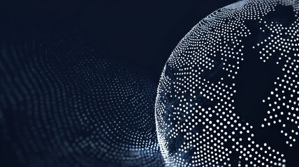 Dark blue digital globe background with dotted network connections for global business, technology, and corporate presentations
