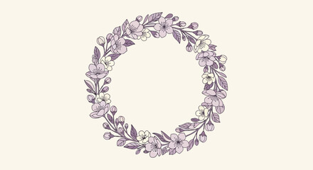 Floral Circle Ornament with Soft Color Palette for Springtime Designs