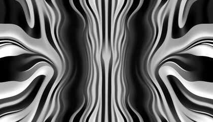 Seamless black and white wavy stripes, abstract monochrome diagonal pattern, optical illusion effect,  vector,  minimalist
