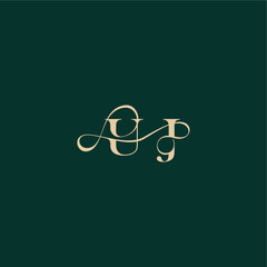 elegant style with wavy line UJ monogram initial logo design letter organic curve wedding