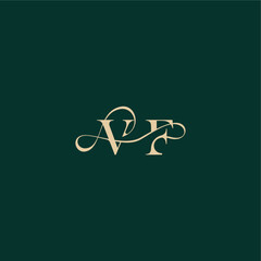 elegant style with wavy line VF monogram initial logo design letter organic curve wedding