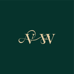 elegant style with wavy line VW monogram initial logo design letter organic curve wedding