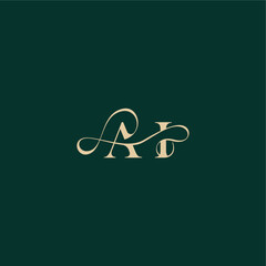 monogram initial logo design elegant style with wavy line AI organic curve wedding letter