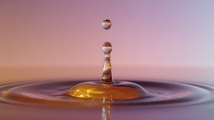 A captivating close up of a water droplet impacting a liquid surface creating ripples and a splash crown