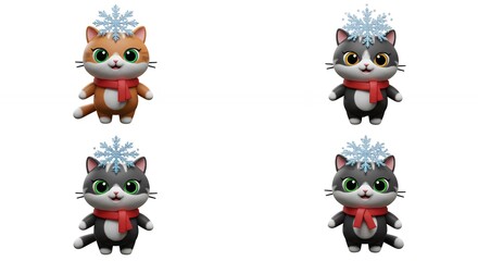 Cartoon cat collection in winter outfit