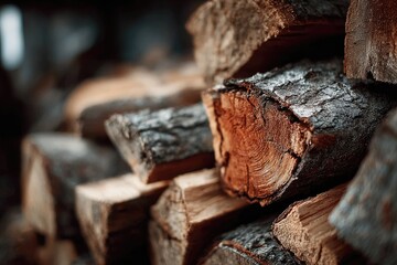 Fototapeta premium Stack of Cut Firewood