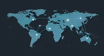 Obraz premium Global network visualization showcasing worldwide data connectivity and market analysis for advanced Business Intelligence.