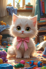 kitten playing with a ball