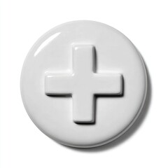 Obraz premium A glossy white circle with a raised plus sign