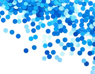 Blue Confetti Scattered on White.