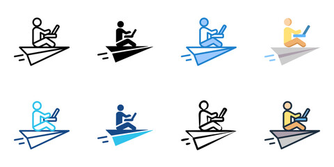 Obraz premium Flexible office spaces icon set multiple style collection 