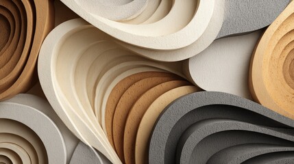 Abstract layered shapes in muted colors