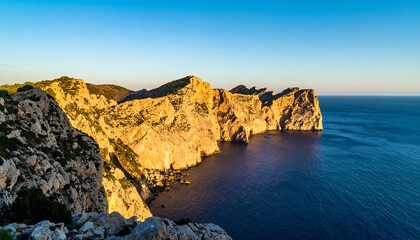 Dramatic coastal cliffs at sunset