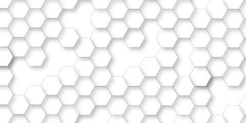 Abstract hexagon white background with shadow .white background Futuristic blue neon honeycombs. Modern technology design. Vector illustration.