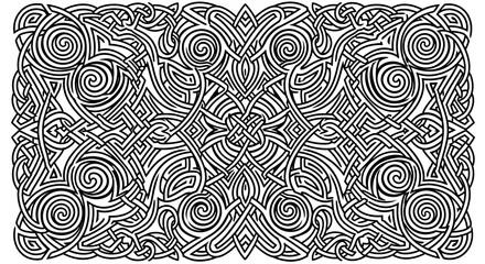 Intricate Black and White Celtic Knot Pattern with Symmetrical Design for Artistic and Decorative Use