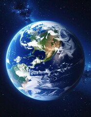 Obraz premium A detailed view of Earth, centered on North and Central America, set against a backdrop of space
