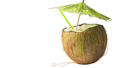 Refreshing coconut cocktail with umbrella ready to transport you to a tropical paradise