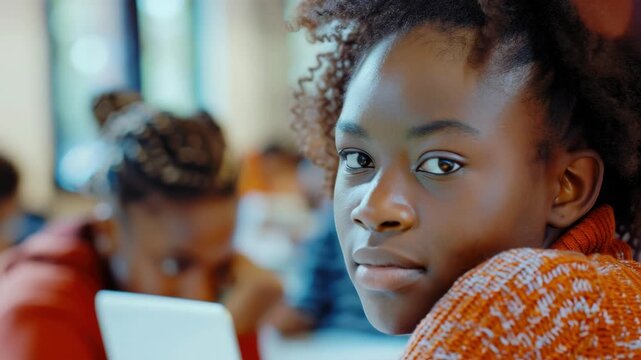 A young girl looking at a tablet, suggesting engagement in modern educational methods or digital learning.