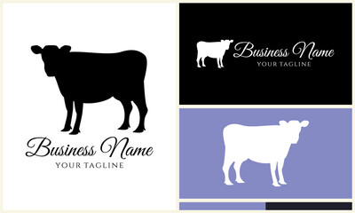 Cow Silhouette Business Cards.