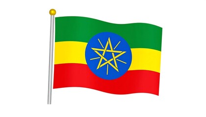 Illustration of the ethiopian flag waving.
