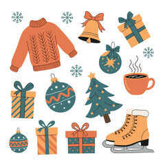 Cozy winter holiday celebration elements festive seasonal symbols