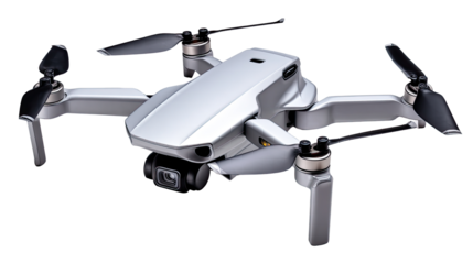 Mini Drone Close-Up: A sleek mini drone, perfectly designed for aerial photography and videography, showcased in stunning detail. Emphasizing the cutting-edge technology.