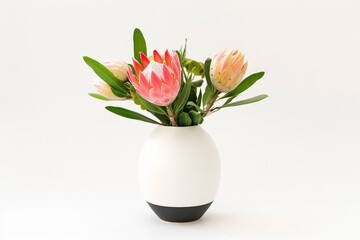 Obraz premium Luxury Floral Bouquet with Elegant Arrangement, A modern vase filled with vibrant flowers against a minimalistic background.