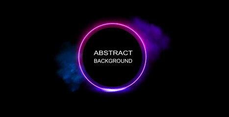 Neon gradient frames, set of glowing round futuristic design elements. Bright geometric shapes, modern sign collection. Bright circle. Light effect of curved line