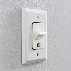 White Electrical Wall Switch on Light Grey Wall