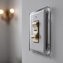 Closeup of Elegant Gold and White Light Switch